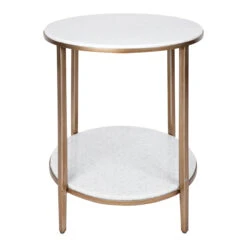 Chloe Stone Side Table - Antique Gold
