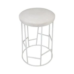 Aiden White Steel Kitchen Stool - Natural Linen 7 Aiden White Steel Kitchen Stool - Natural Linen -Furniture Lighting Deals Store 31279 3
