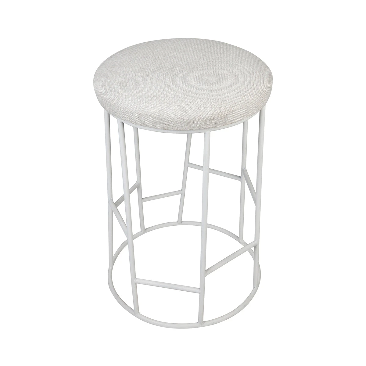 Aiden White Steel Kitchen Stool - Natural Linen 3 Aiden White Steel Kitchen Stool - Natural Linen - Image 3
