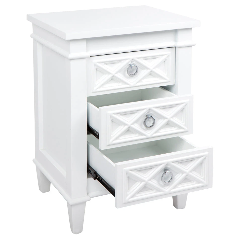 Plantation Bedside Table - Small White - Image 4