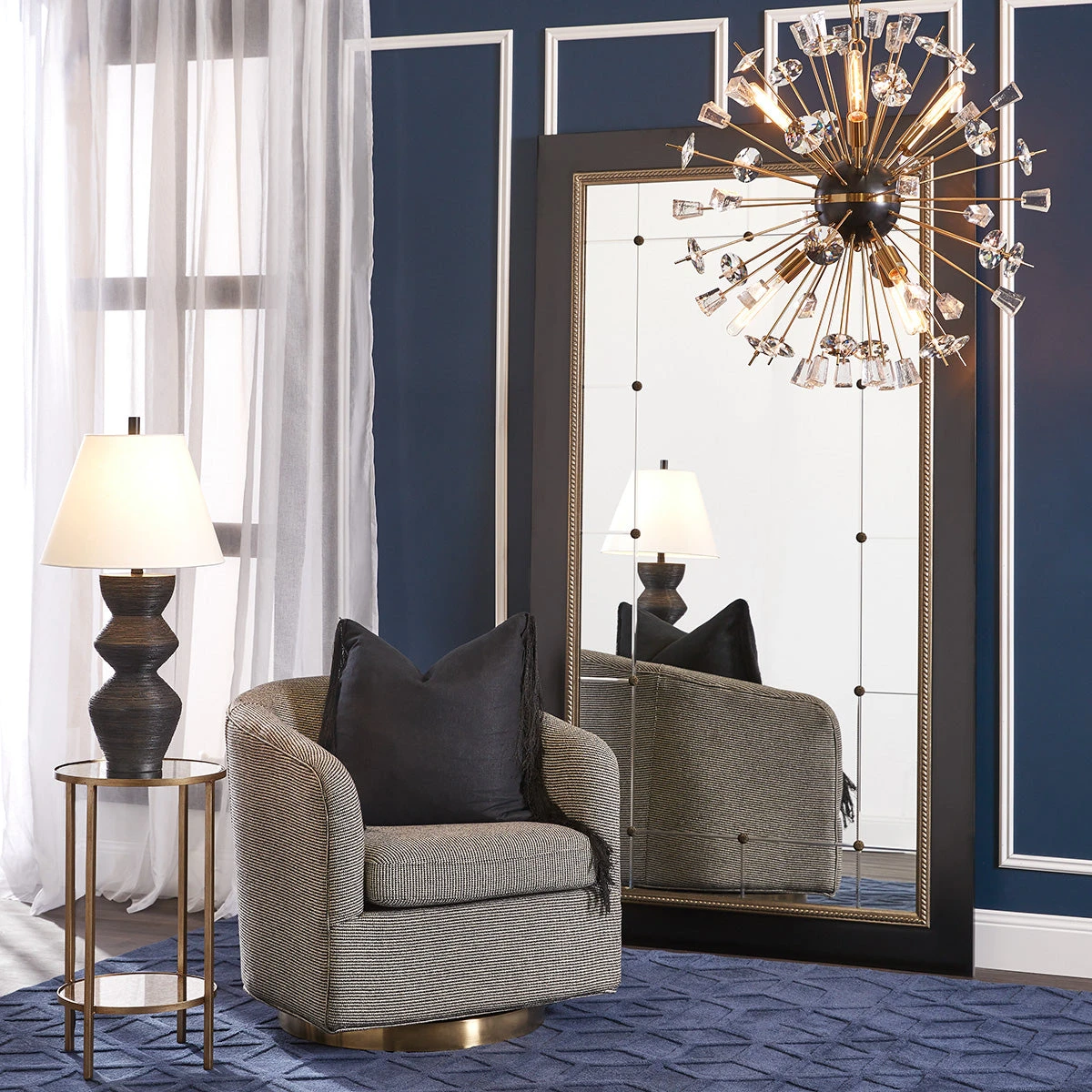 Belvedere Swivel Arm Chair - Black - Image 4