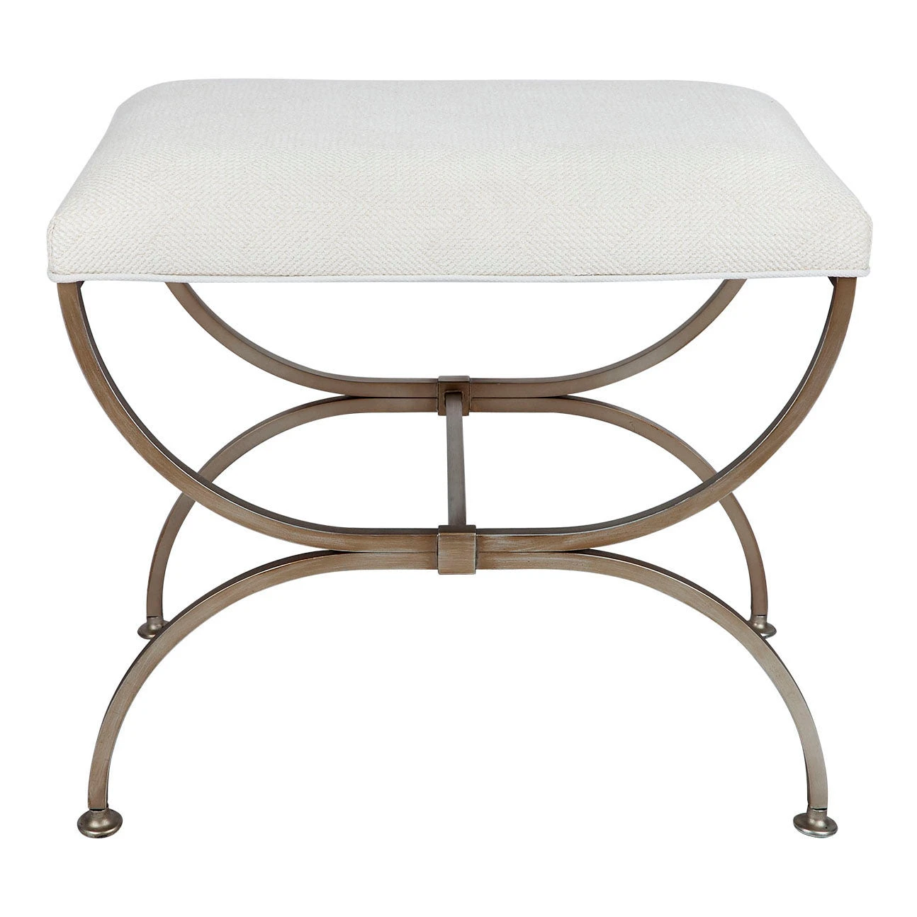 Novak Antique Gold Iron Stool - Natural Linen
