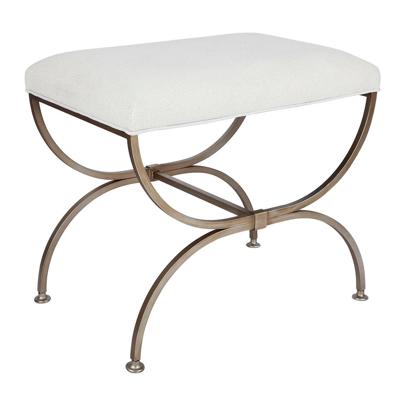 Novak Antique Gold Iron Stool - Natural Linen - Image 4