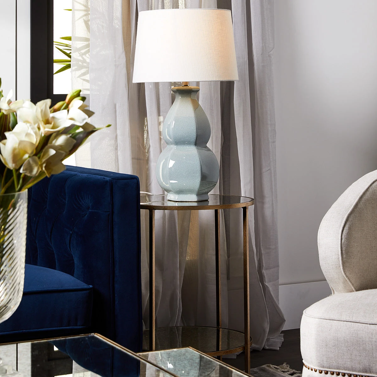 Cocktail Mirrored Side Table - Antique Gold - Image 4