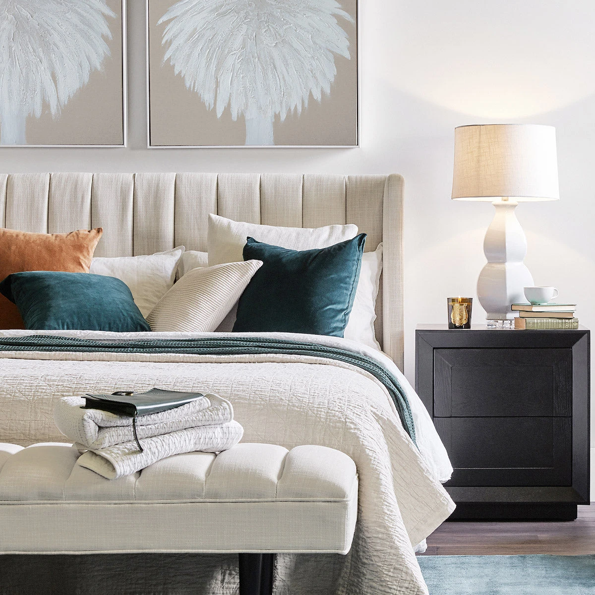 Central Park Bench Ottoman - Natural Linen 2 Central Park Bench Ottoman - Natural Linen - Image 2