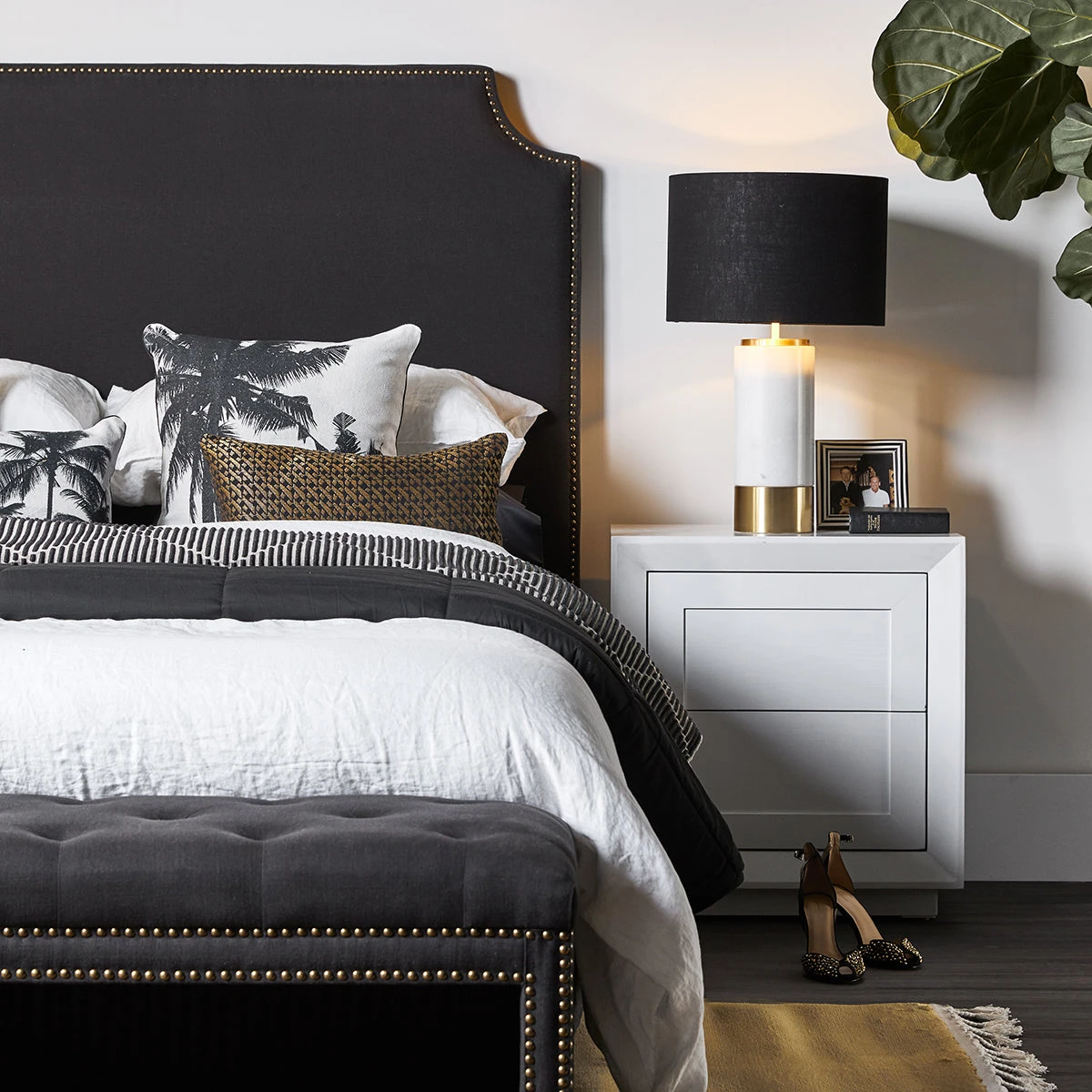 Balmain Oak Tall Bedside Table - White - Image 2