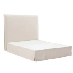 Brighton Slip Cover Queen Bedhead W Valance - Natural Linen