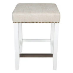 Canyon White Kitchen Stool - Natural Linen