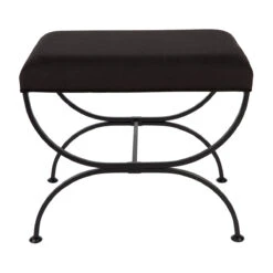 Novak Black Iron Stool - Black Linen