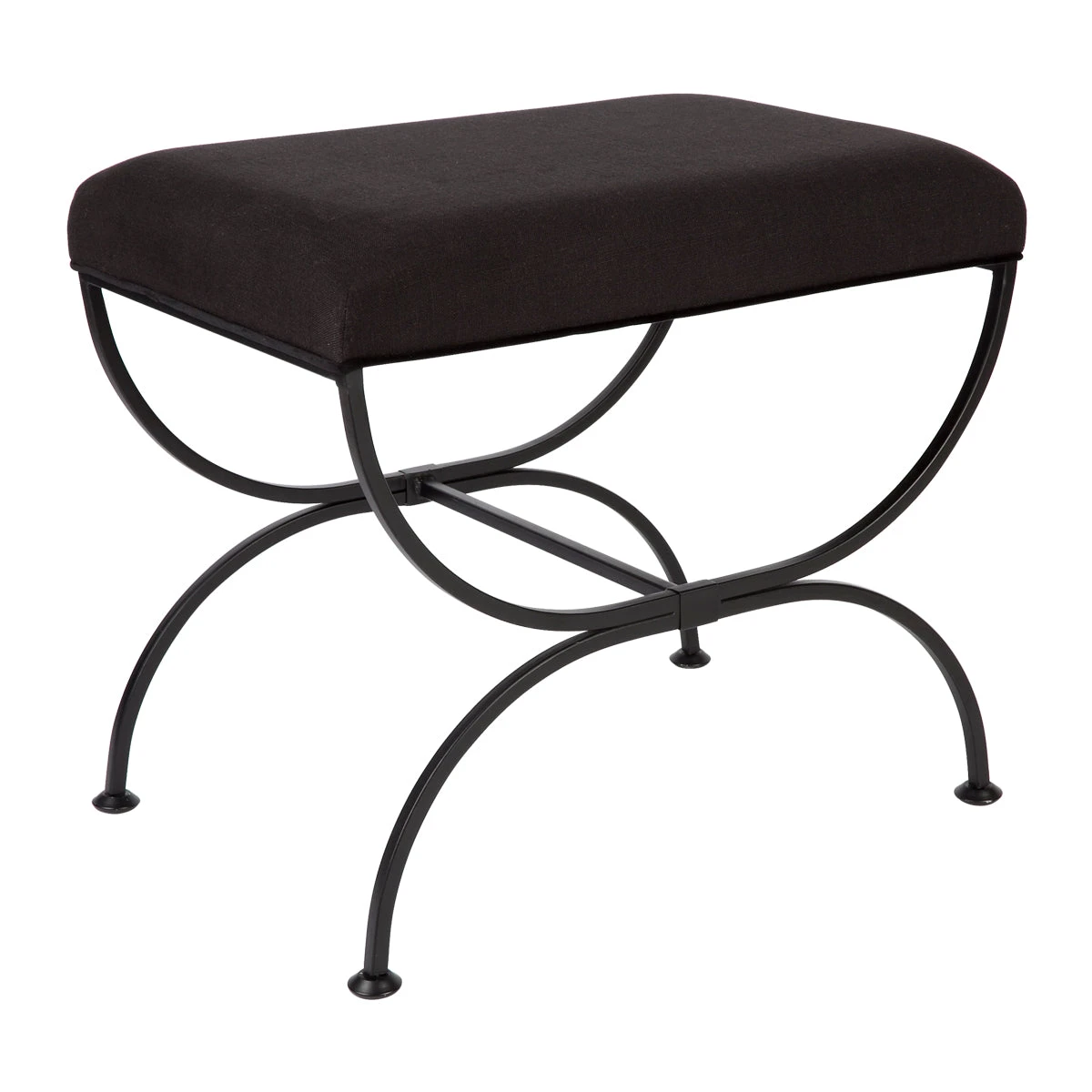 Novak Black Iron Stool - Black Linen - Image 2