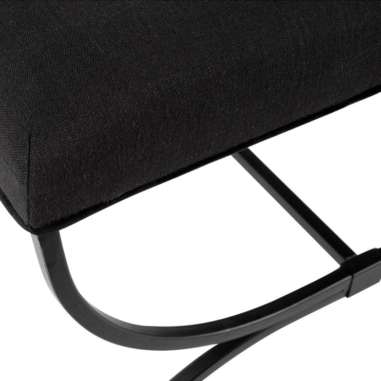 Novak Black Iron Stool - Black Linen - Image 4