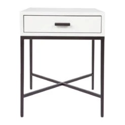 Nessa White Bedside Table - Black