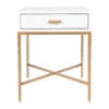Nessa White Bedside Table - Gold