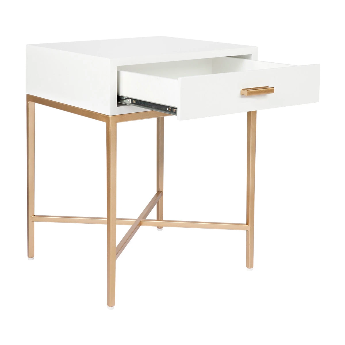 Nessa White Bedside Table - Gold - Image 7