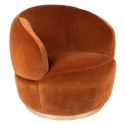 Tubby Swivel Arm Chair - Caramel Velvet