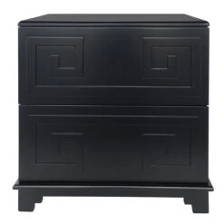 Greek Key Bedside Table - Black
