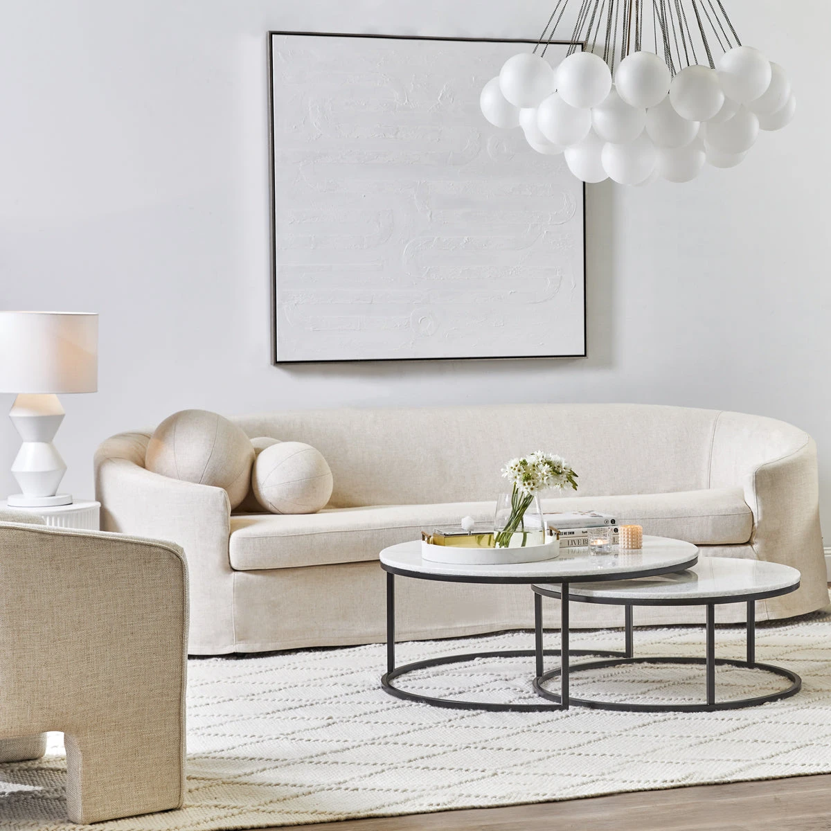 Elle 3 Seater Slip Cover Sofa - Natural Linen - Image 4