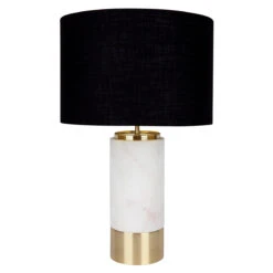 Paola Marble Table Lamp - White W Black Shade