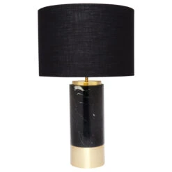 Paola Marble Table Lamp - Black W Black Shade