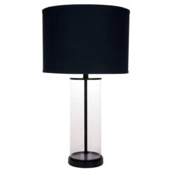 Left Bank Table Lamp - Black W Black Shade