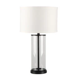 Left Bank Table Lamp - Black W White Shade