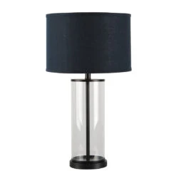 Left Bank Table Lamp - Black W Navy Shade