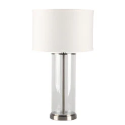 Left Bank Table Lamp - Nickel W White Shade