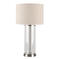 Left Bank Table Lamp - Nickel W Natural Shade