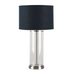 Left Bank Table Lamp - Nickel W Navy Shade