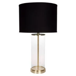 Left Bank Table Lamp - Brass W Black Shade