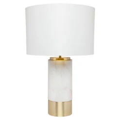 Paola Marble Table Lamp - White W White Shade