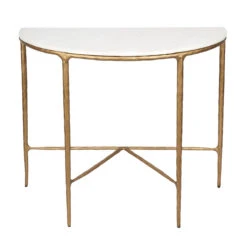 Heston Marble Demilune Table - Brass