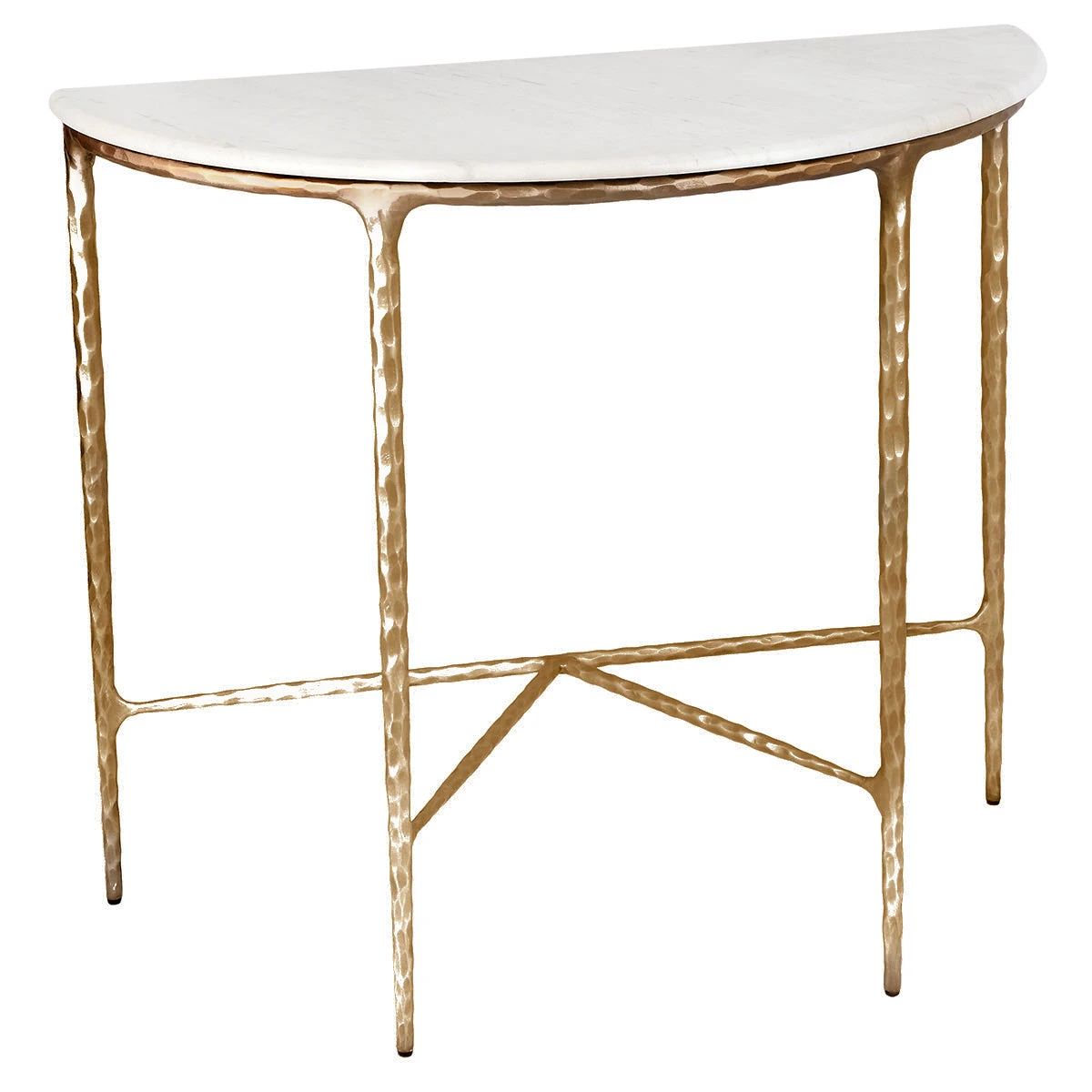 Heston Marble Demilune Table - Brass - Image 2