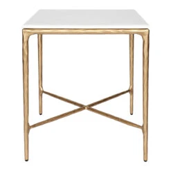 Heston Square Marble Side Table - Brass