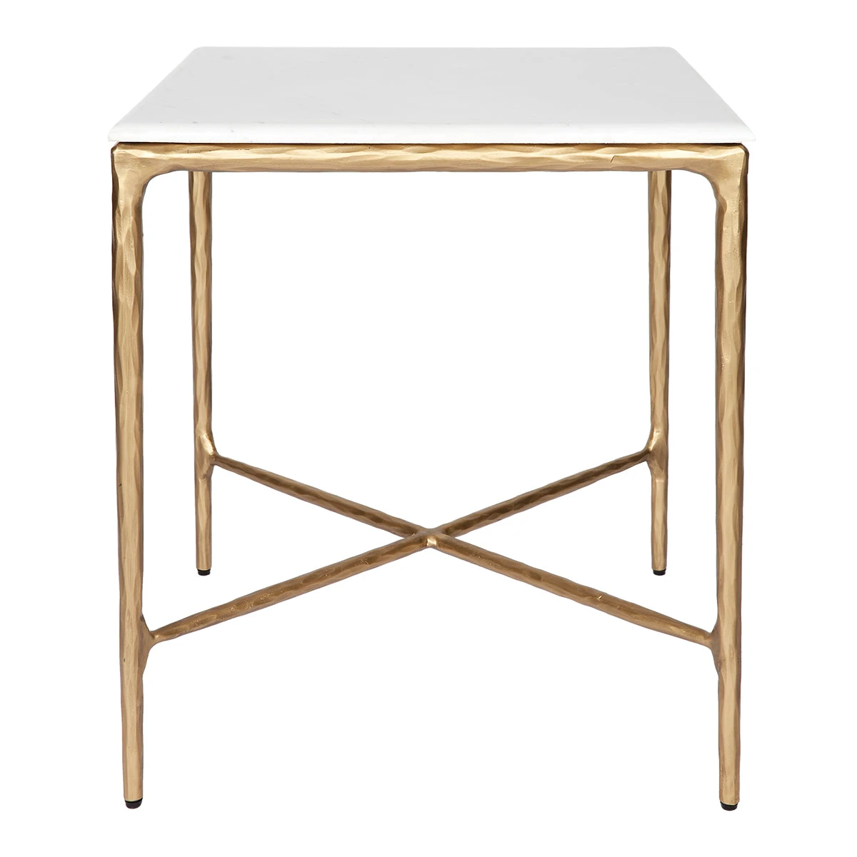 Heston Square Marble Side Table - Brass