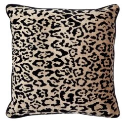 Serene Square Feather Cushion - Leopard Chenille W Black Velvet
