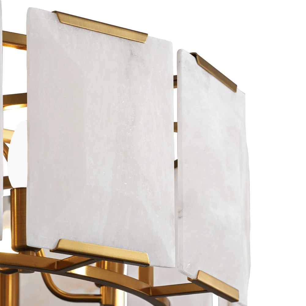 Florence Alabaster Pendant - Round Antique Brass - Image 3