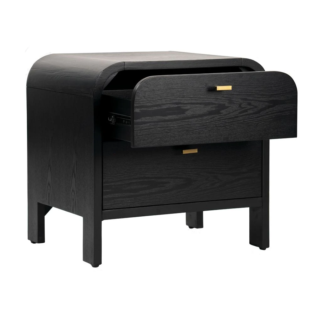 Chisholm Oak Bedside Table - Black - Image 2