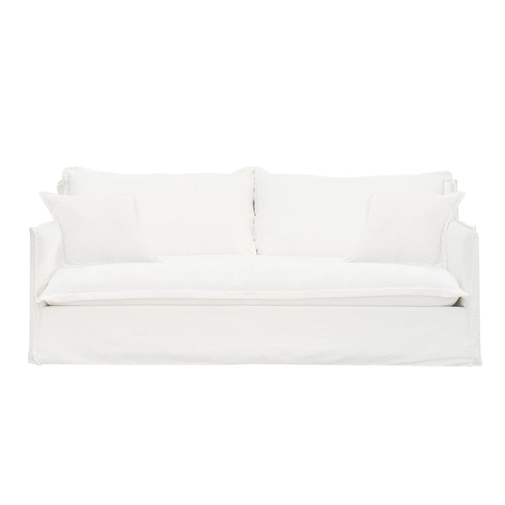 Cove 3 Seater Slip Cover Sofa - White Linen - Image 6