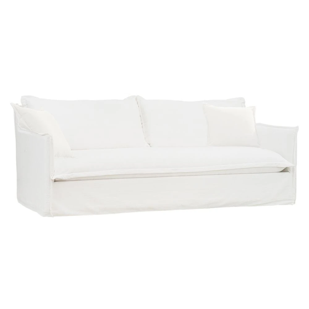 Cove 3 Seater Slip Cover Sofa - White Linen - Image 5