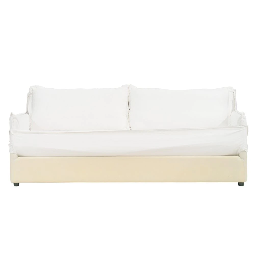 Cove 3 Seater Slip Cover Sofa - White Linen - Image 3