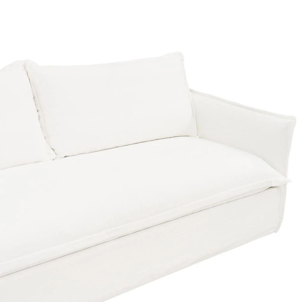 Cove 3 Seater Slip Cover Sofa - White Linen - Image 4