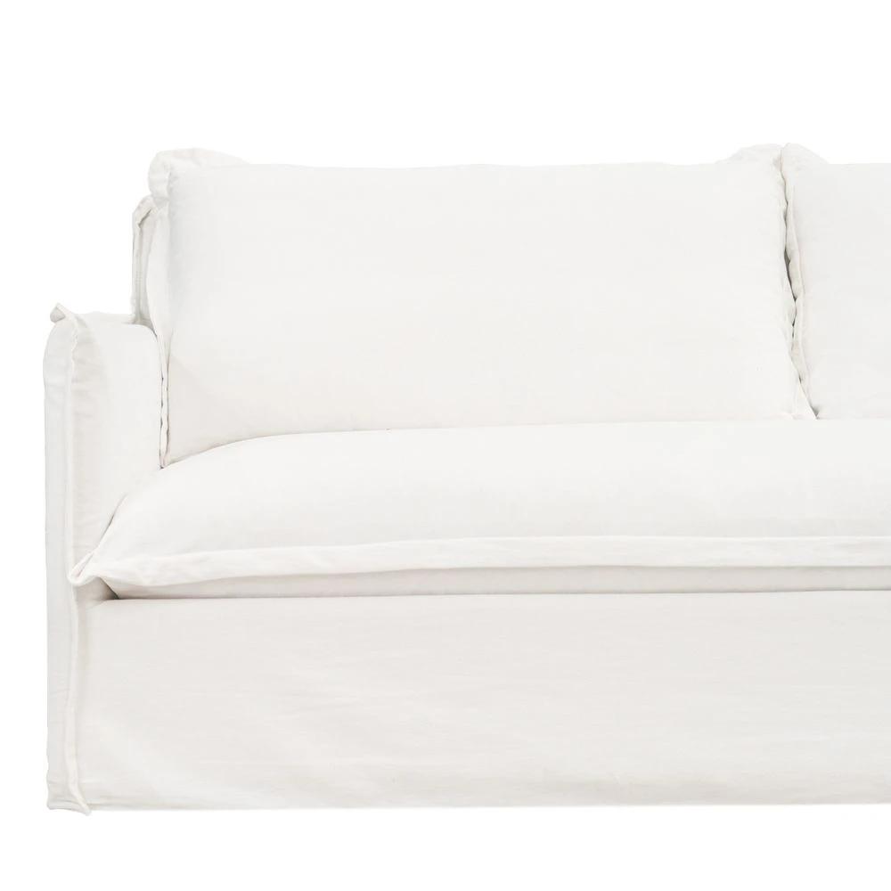 Cove 3 Seater Slip Cover Sofa - White Linen - Image 2