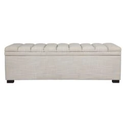 Soho Storage Bench Ottoman - Off White Linen