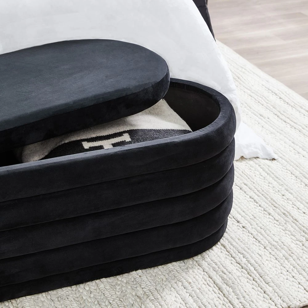 Demi Storage Bench Ottoman - Black Velvet 6 Demi Storage Bench Ottoman - Black Velvet - Image 6