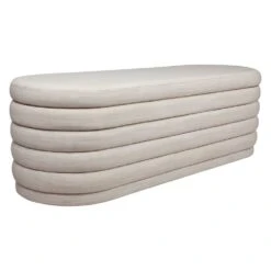 Demi Storage Bench Ottoman - Off White Linen
