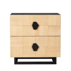 Alton Bedside Table - Large Natural And Black