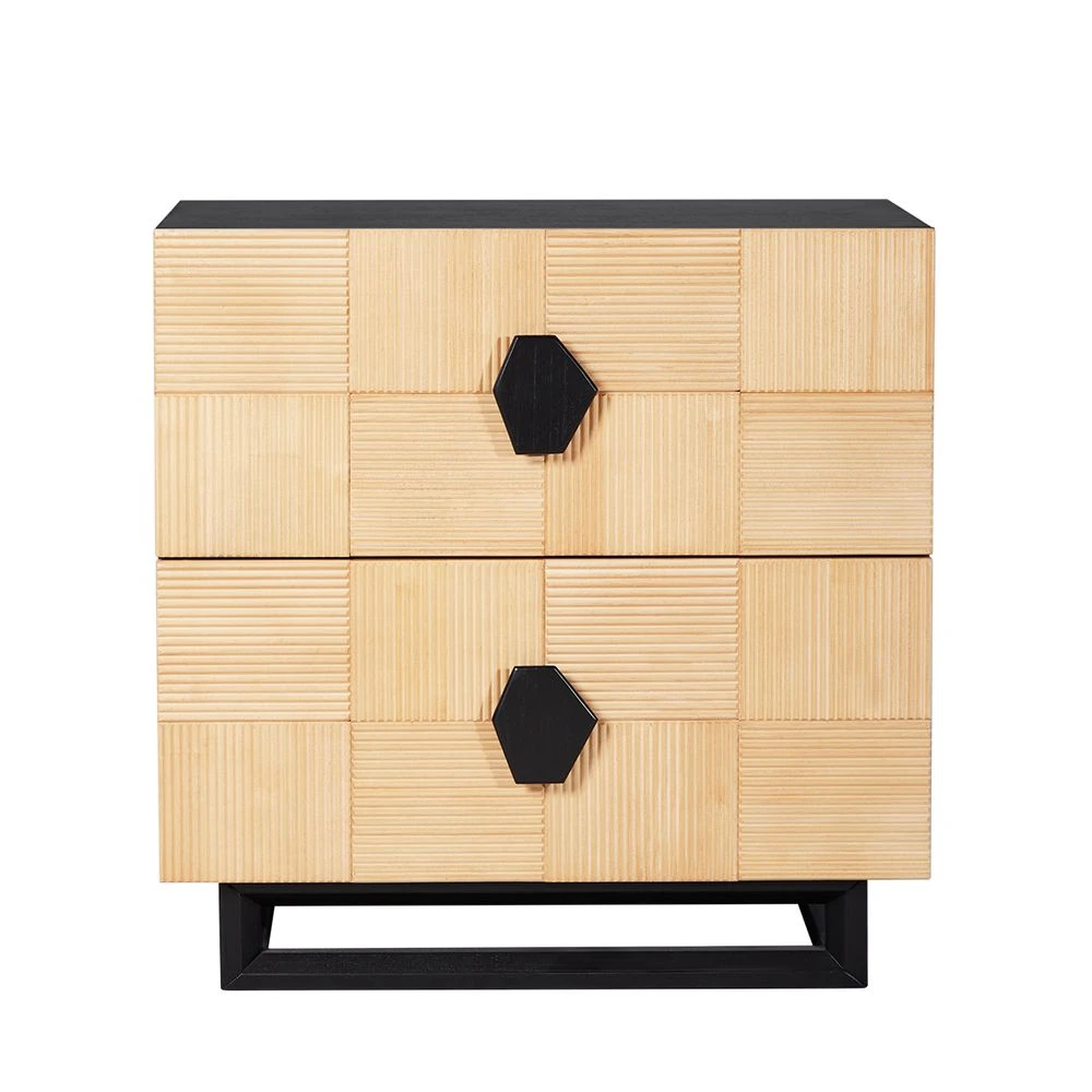 Alton Bedside Table - Large Natural And Black