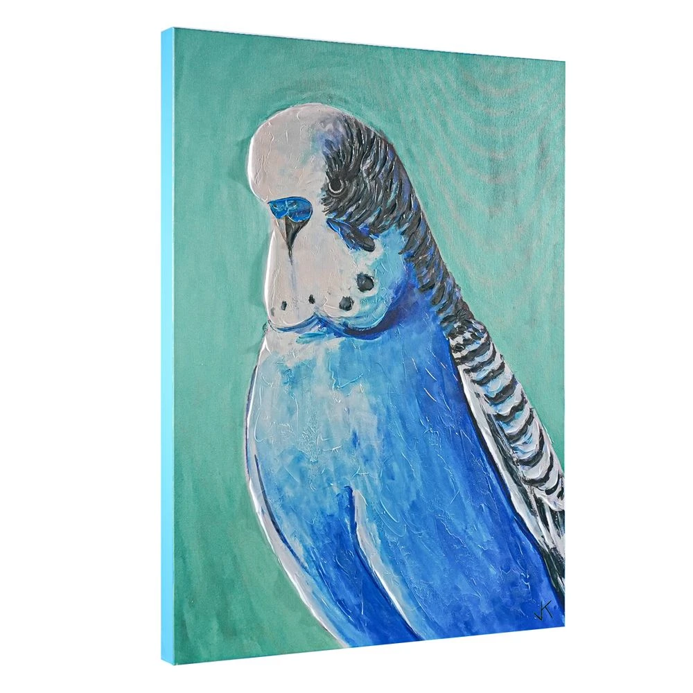 Blue Budgie Enhanced Canvas Print - Image 2