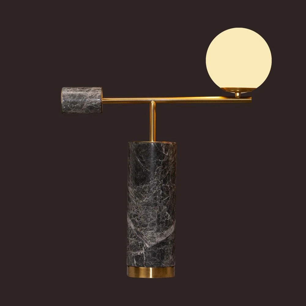 Zamora Marble Table Lamp - Grey - Image 6